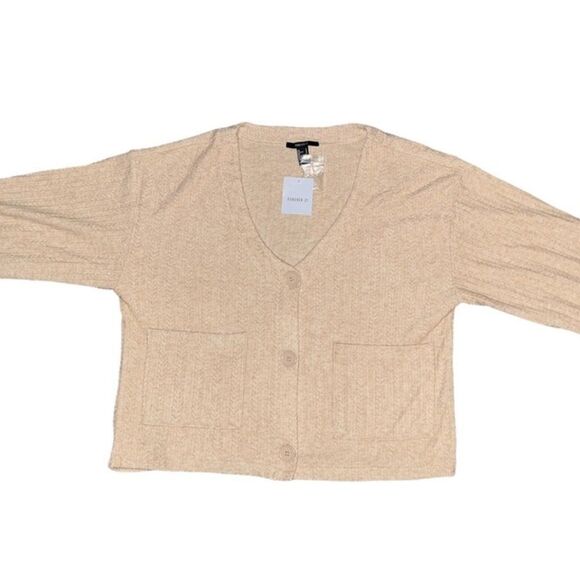 Forever 21 NEW Women Cardigan Knit Top; Beige Color; Large size - Picture 1 of 7